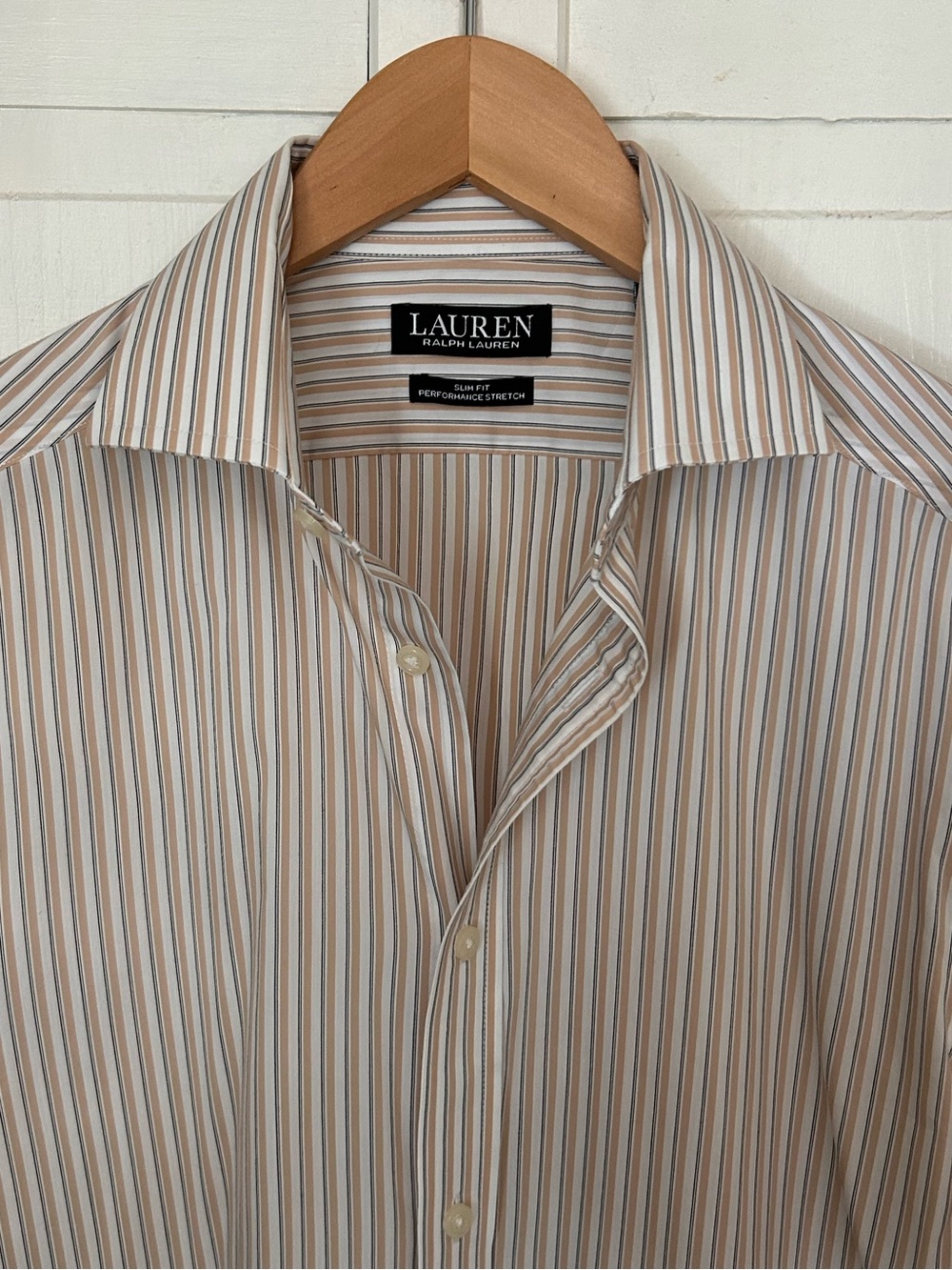 Lauren Ralph Lauren Men's Beige and Black Stripe Button-Down Shirt